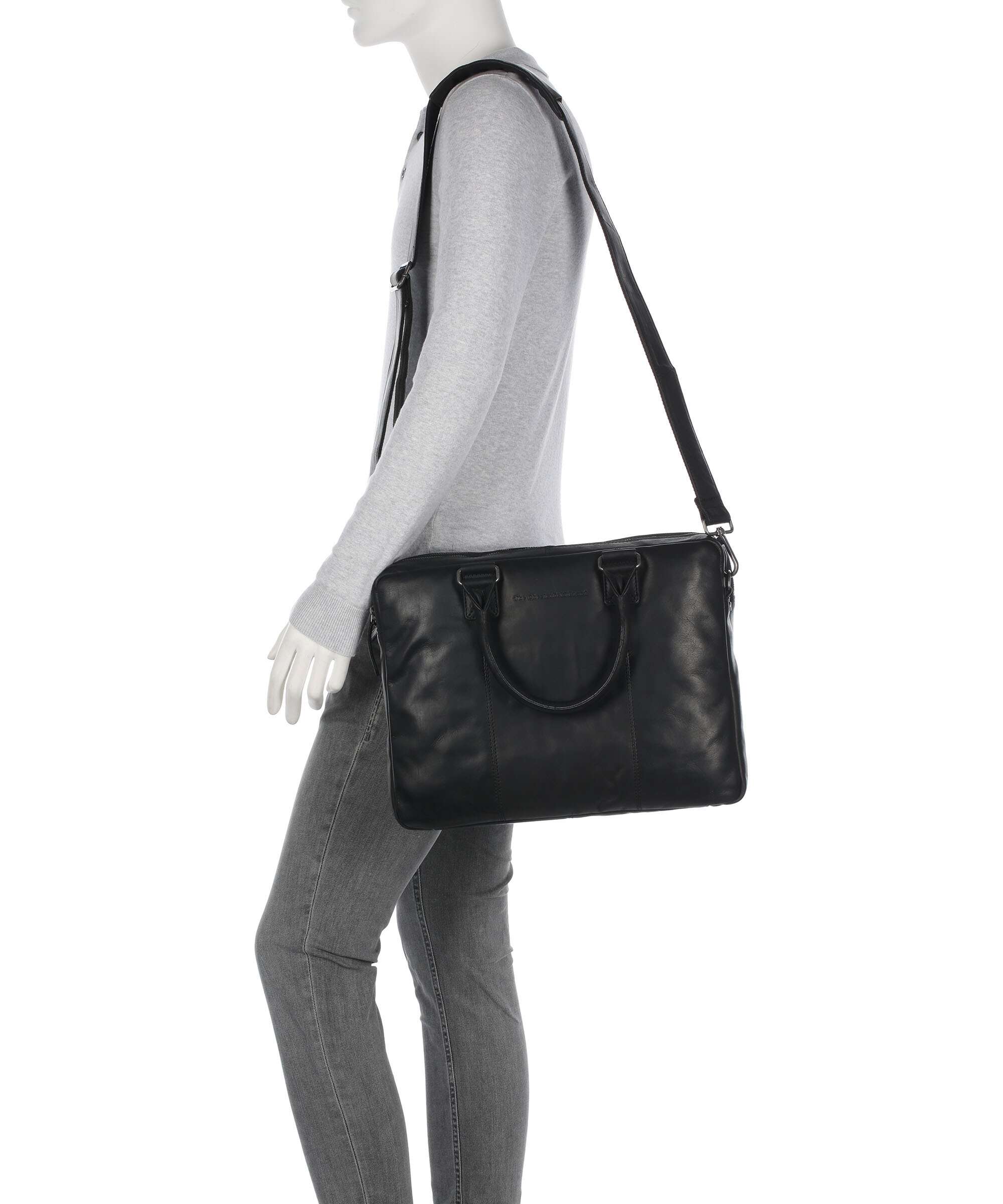 The Chesterfield Brand Cow Wax Pull Up Fabian Briefcase black - Image 3