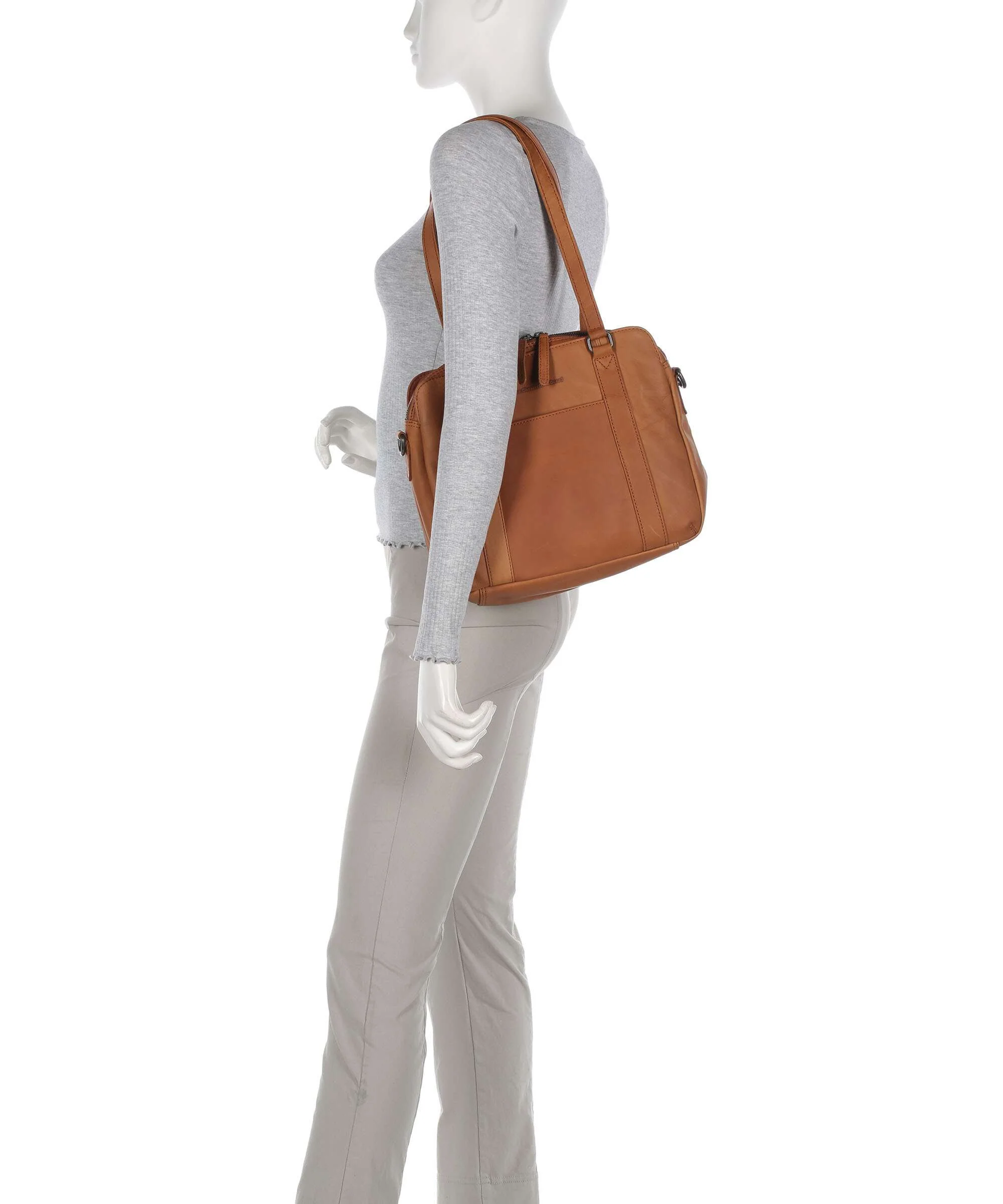 The Chesterfield Brand Cow Wax Pull Up Porlezza Shoulder bag cognac - Image 3