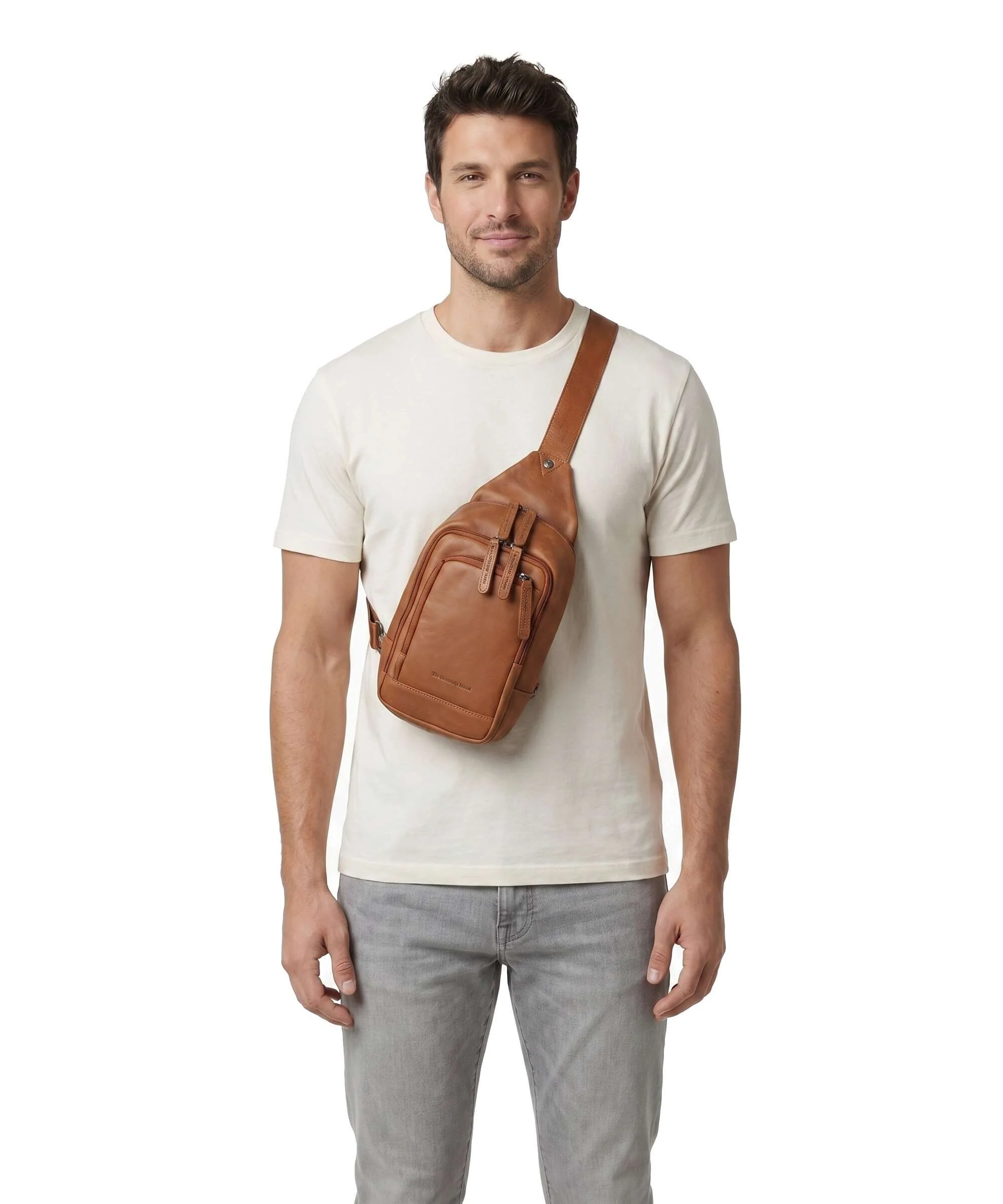 The Chesterfield Brand Cow Wax Pull Up Riga Sling bag cognac - Image 4