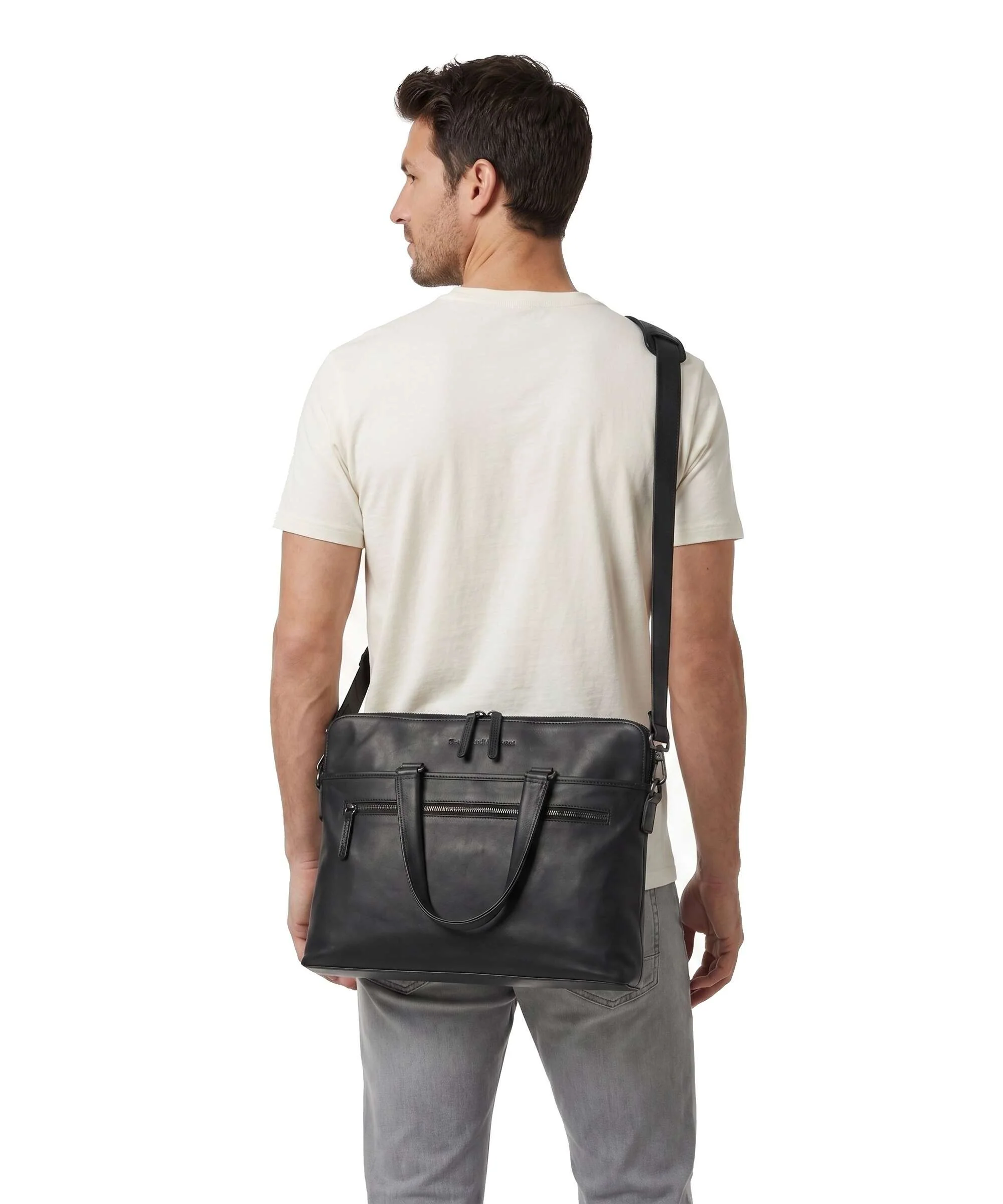 The Chesterfield Brand Wax Pull Up Cow Elvas Laptop bag black - Image 4