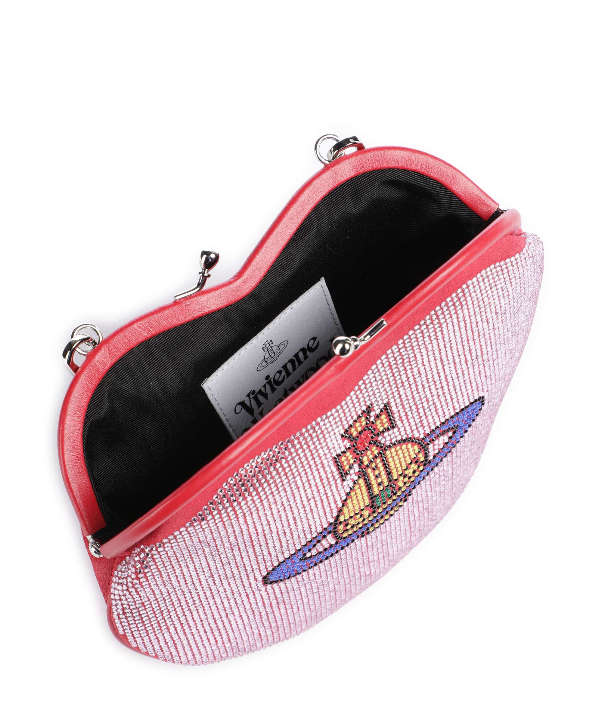 Vivienne Westwood Belle Heart Frame Diamante Crossbody bag pink - Image 5