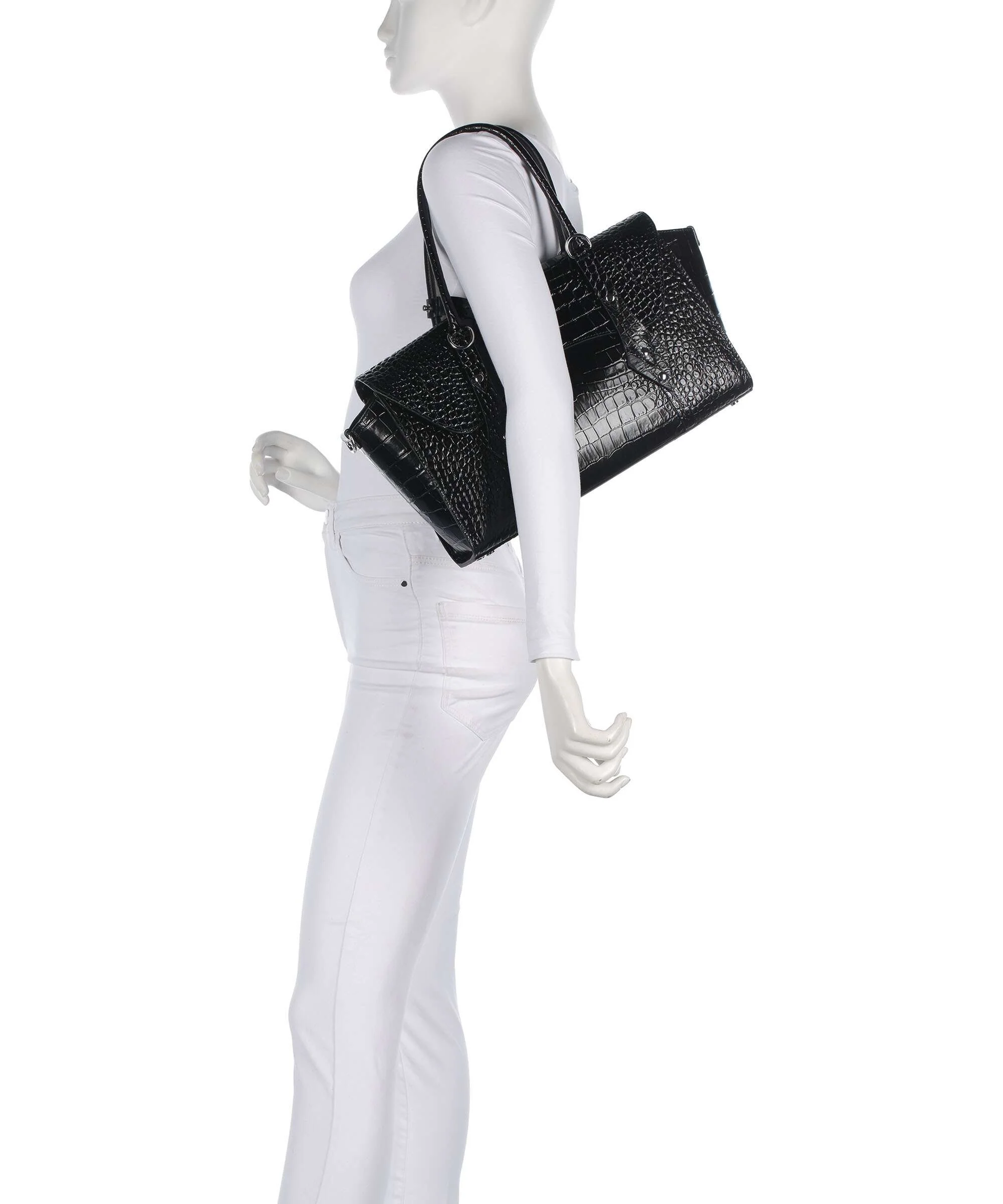 Vivienne Westwood Bettina Embossed Croc Medium Tote bag black - Image 3