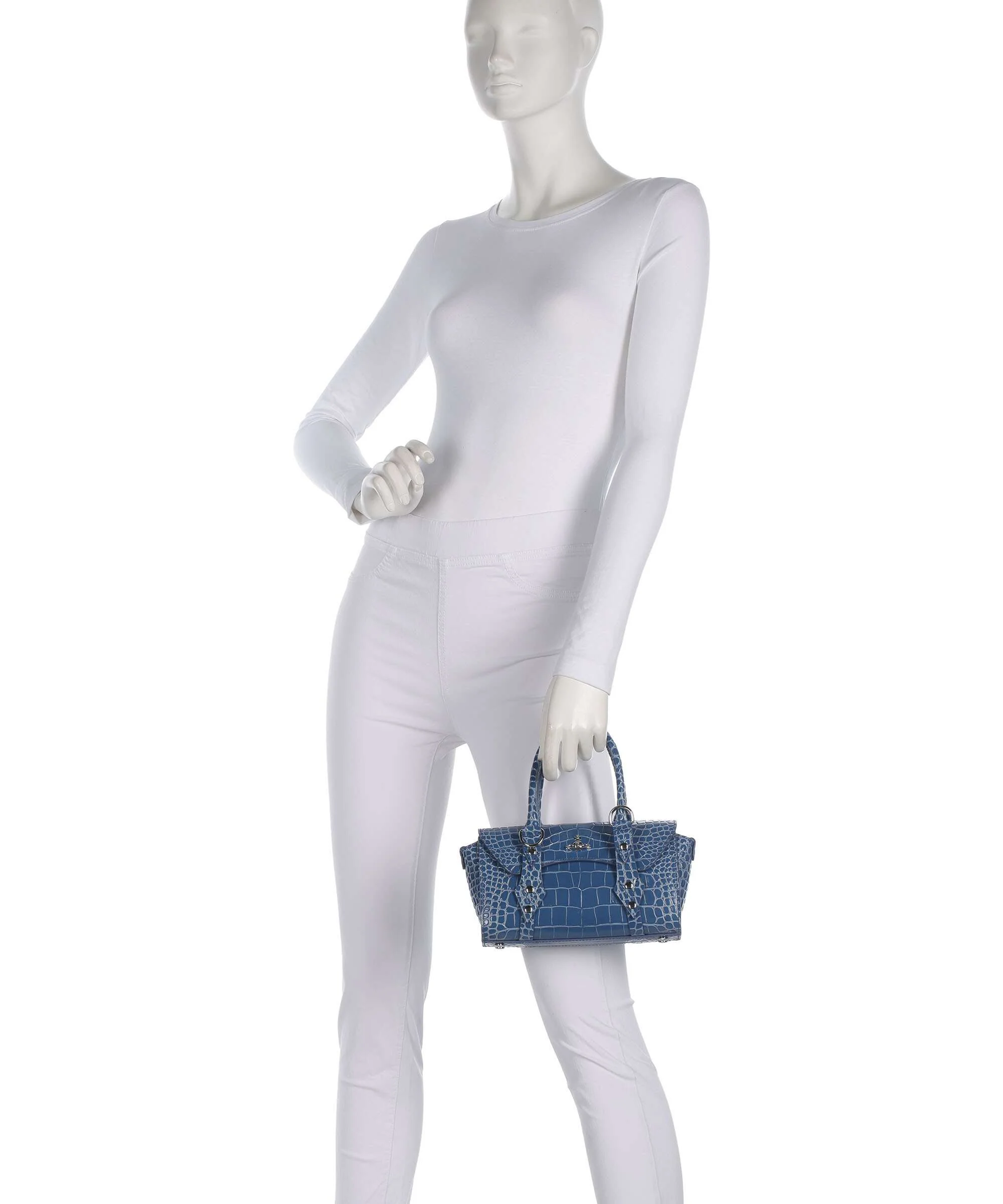 Vivienne Westwood Bettina Embossed Croc Mini Handbag blue - Image 4