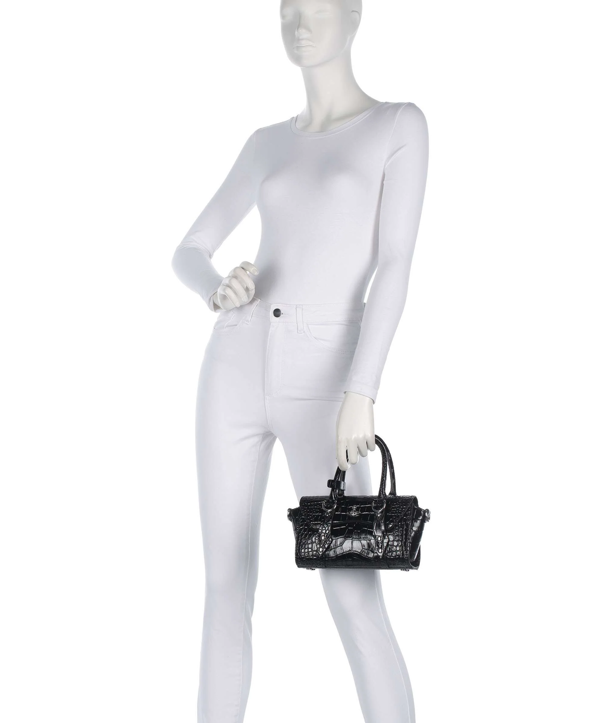 Vivienne Westwood Bettina Embossed Croc Mini Handbag black - Image 3