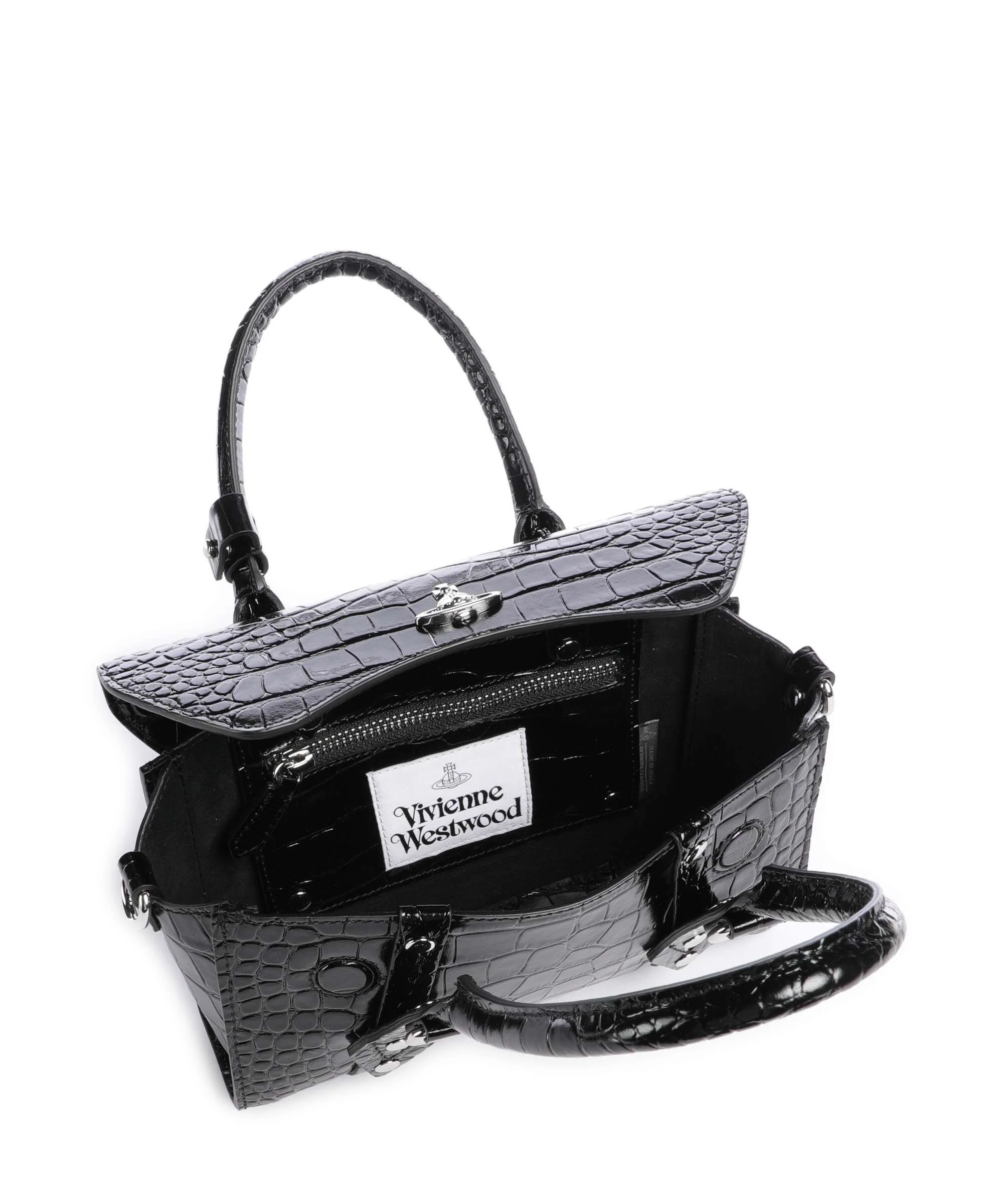 Vivienne Westwood Bettina Embossed Croc Mini Handbag black - Image 6