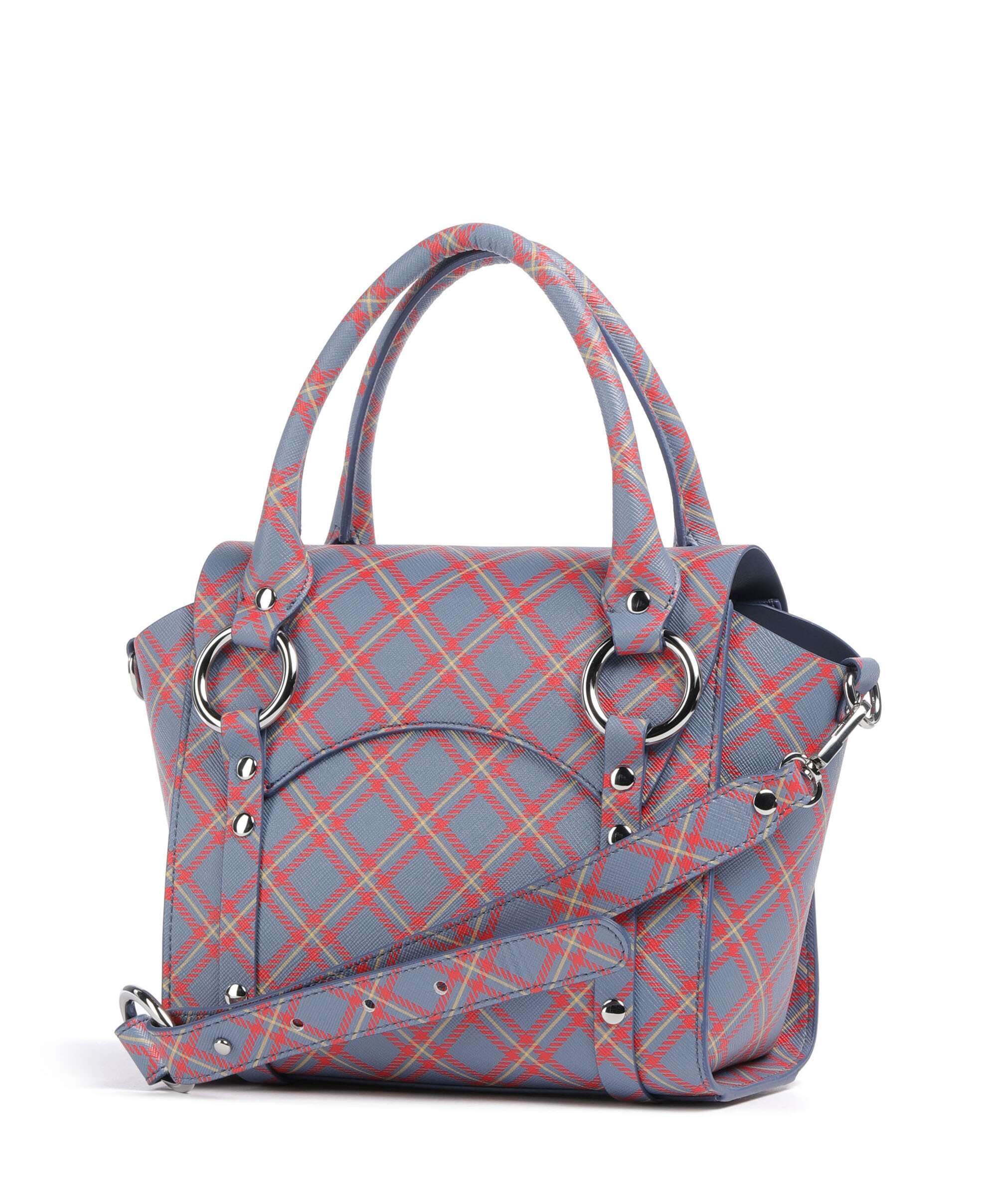 Vivienne Westwood Betty Saffiano Printed Small Handbag blue/orange tartan - Image 2