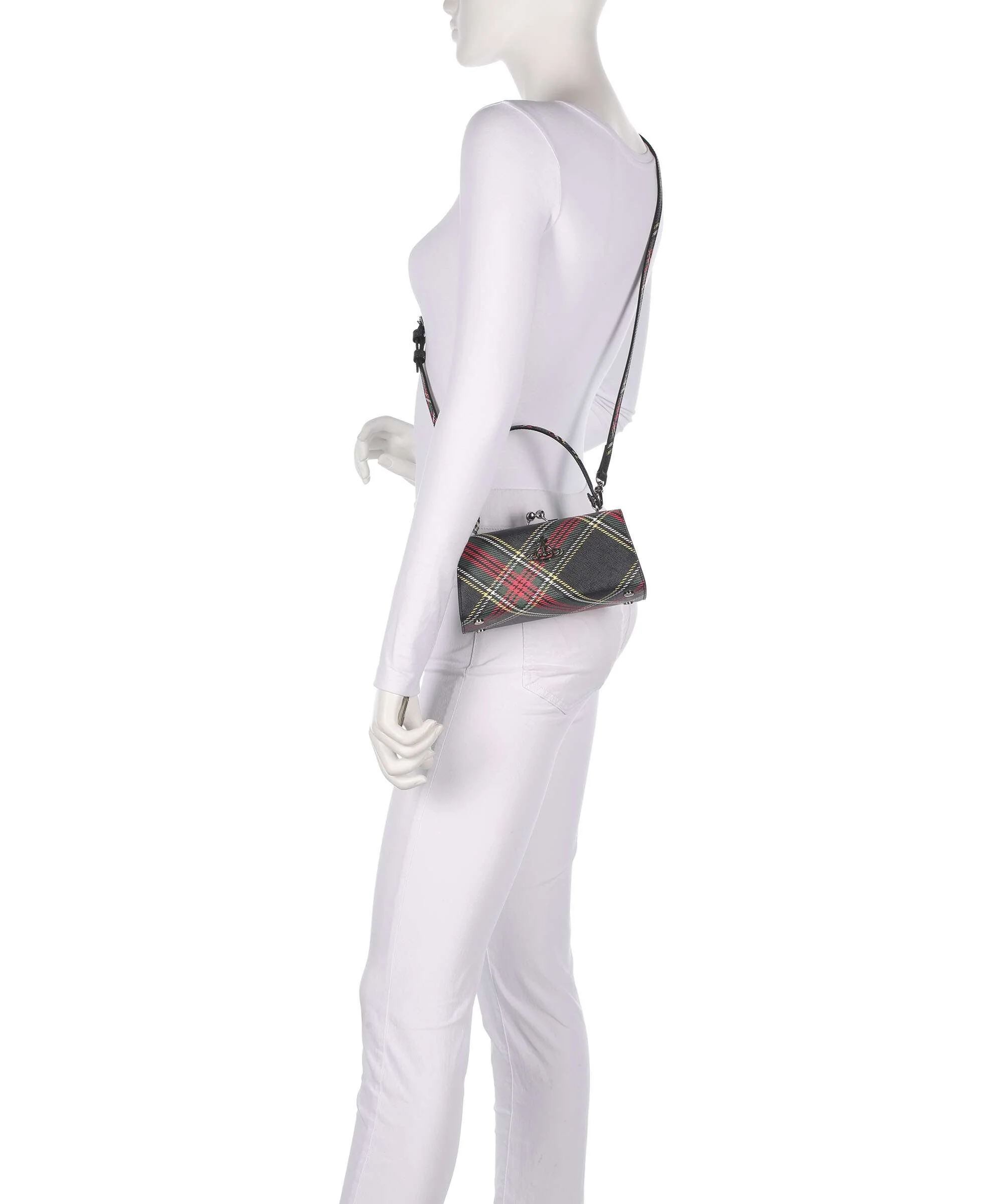 Vivienne Westwood Doll Frame Saffiano Printed XL Handbag chelsea tartan - Image 3