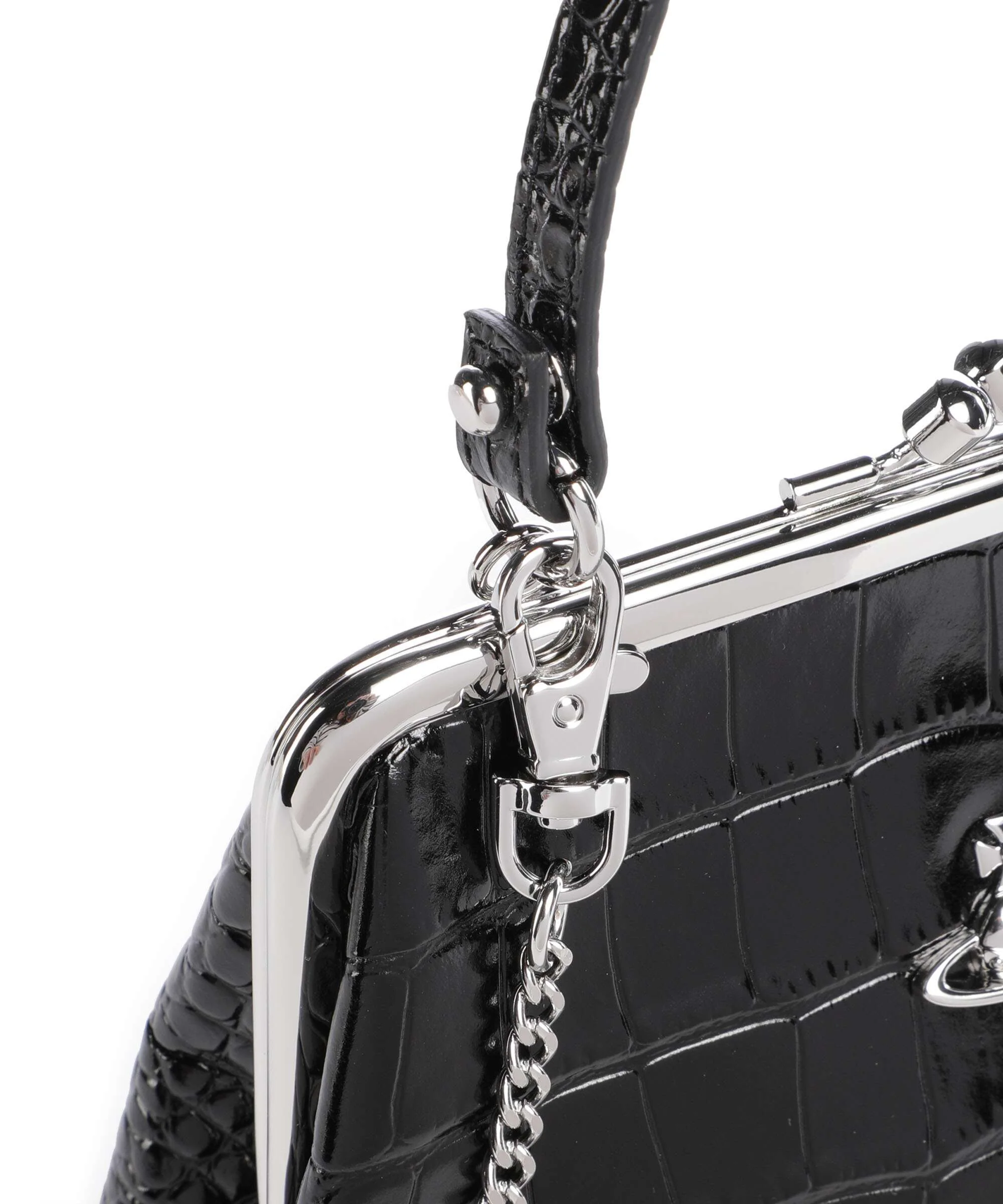 Vivienne Westwood Granny Frame Embossed Croc Handbag black - Image 4
