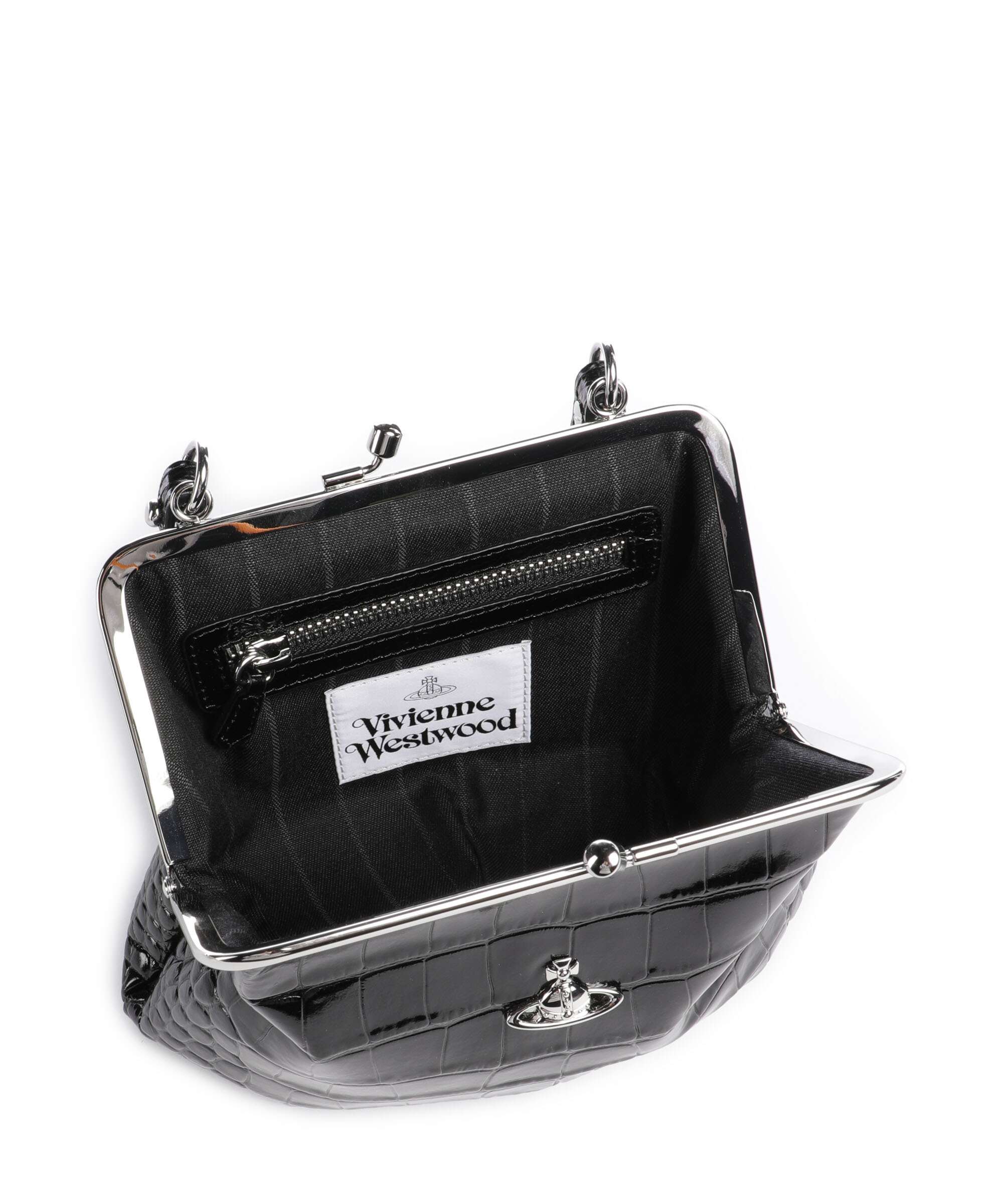 Vivienne Westwood Granny Frame Embossed Croc Handbag black - Image 6