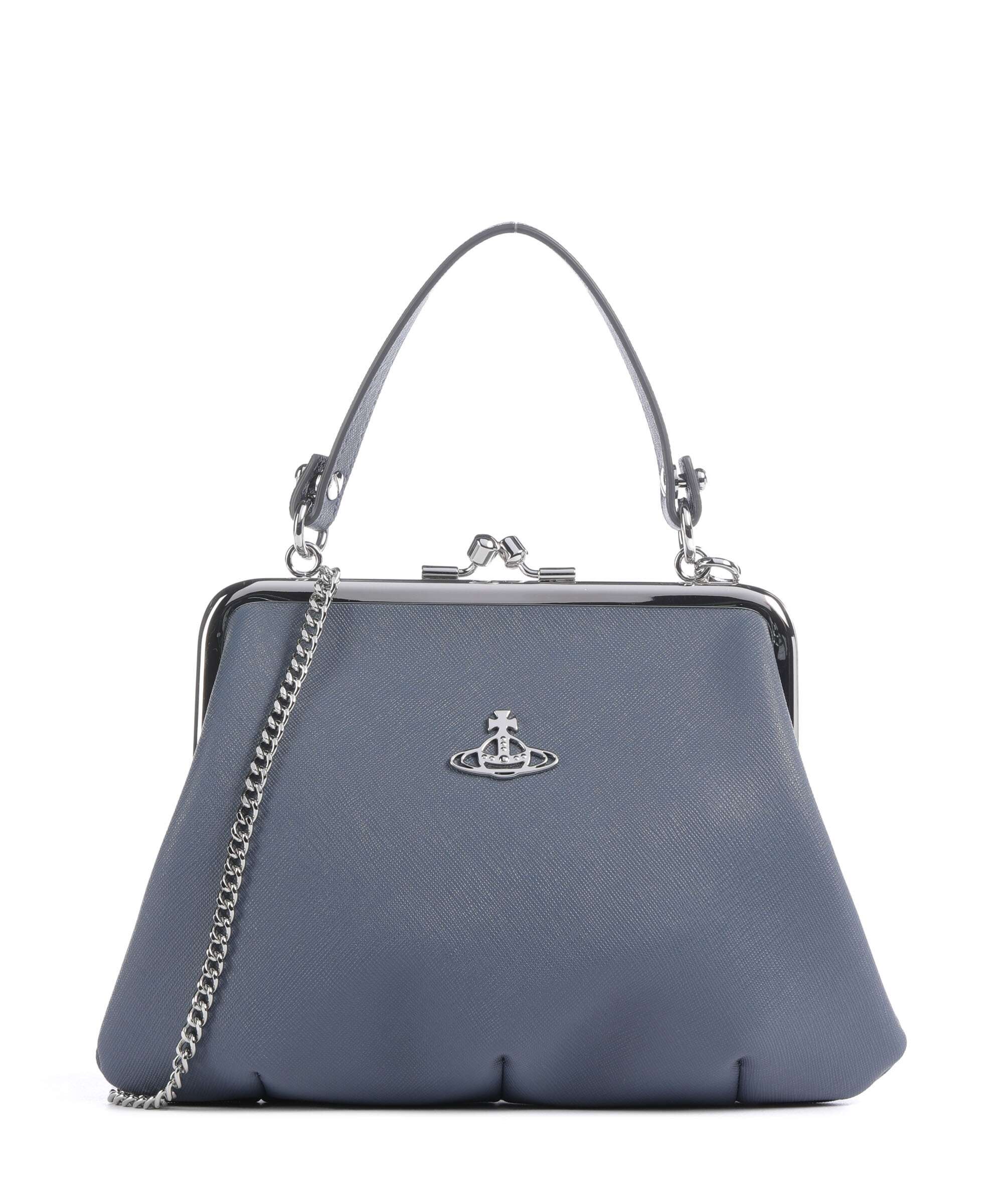 Vivienne Westwood Granny Frame Saffiano Handbag denim blue