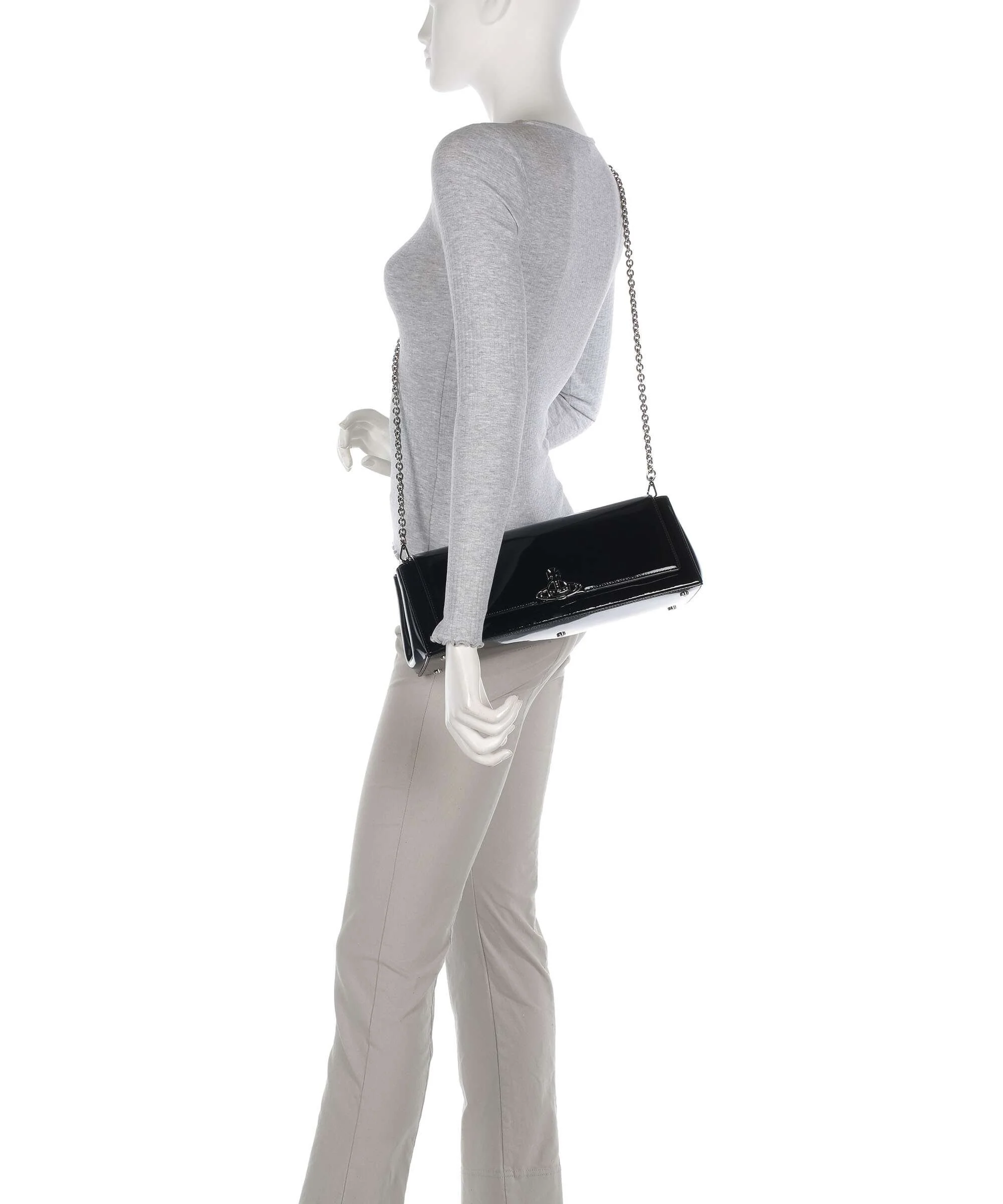 Vivienne Westwood Hazel Shiny Patent Large Shoulder bag black - Image 4