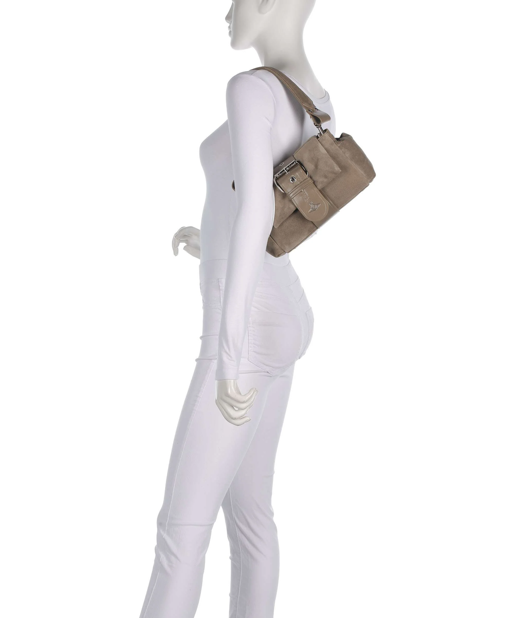 Vivienne Westwood Hazel Suede Treasure Shoulder bag stone - Image 3