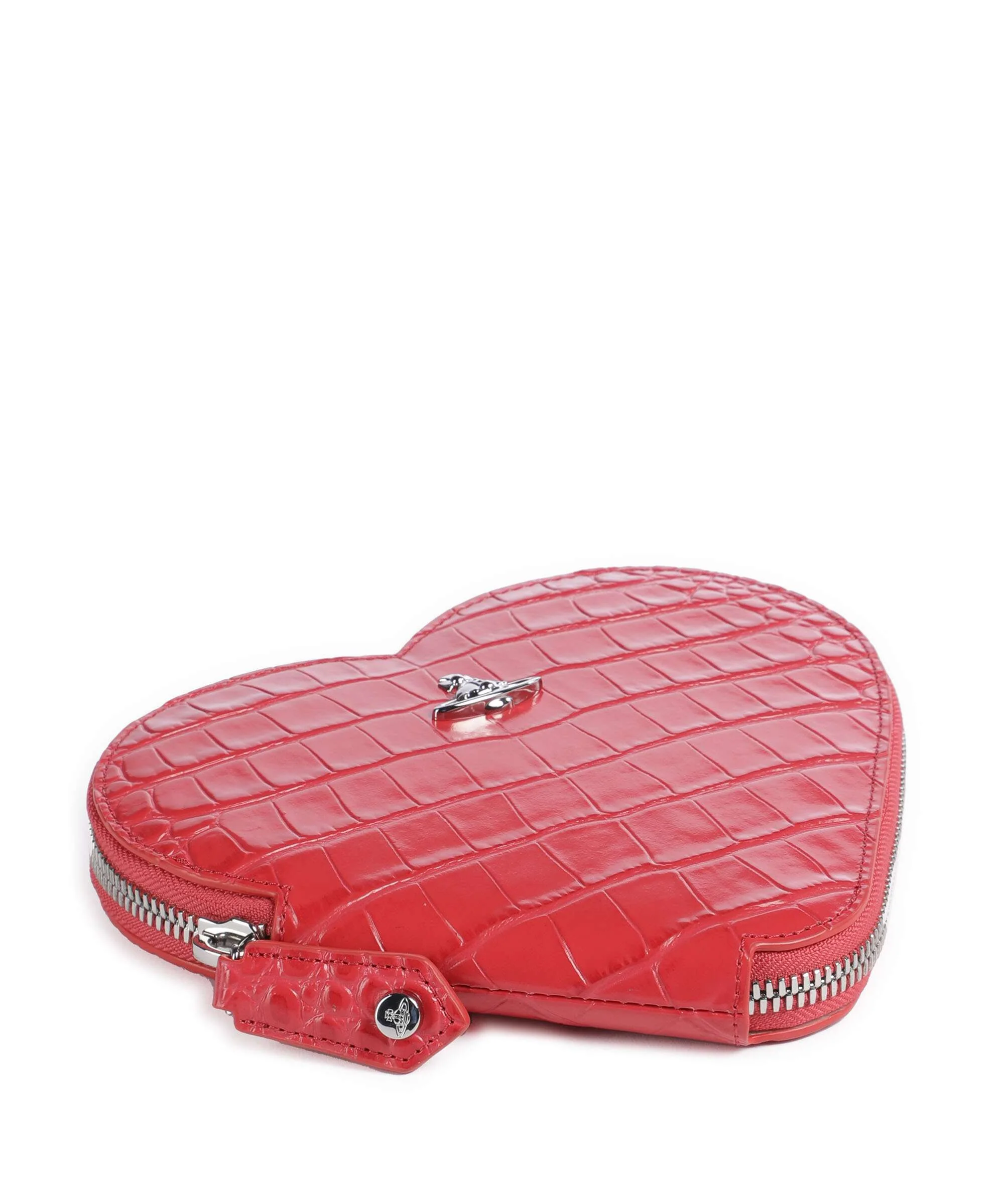 Vivienne Westwood Heart Embossed Croc Crossbody bag coral - Image 4