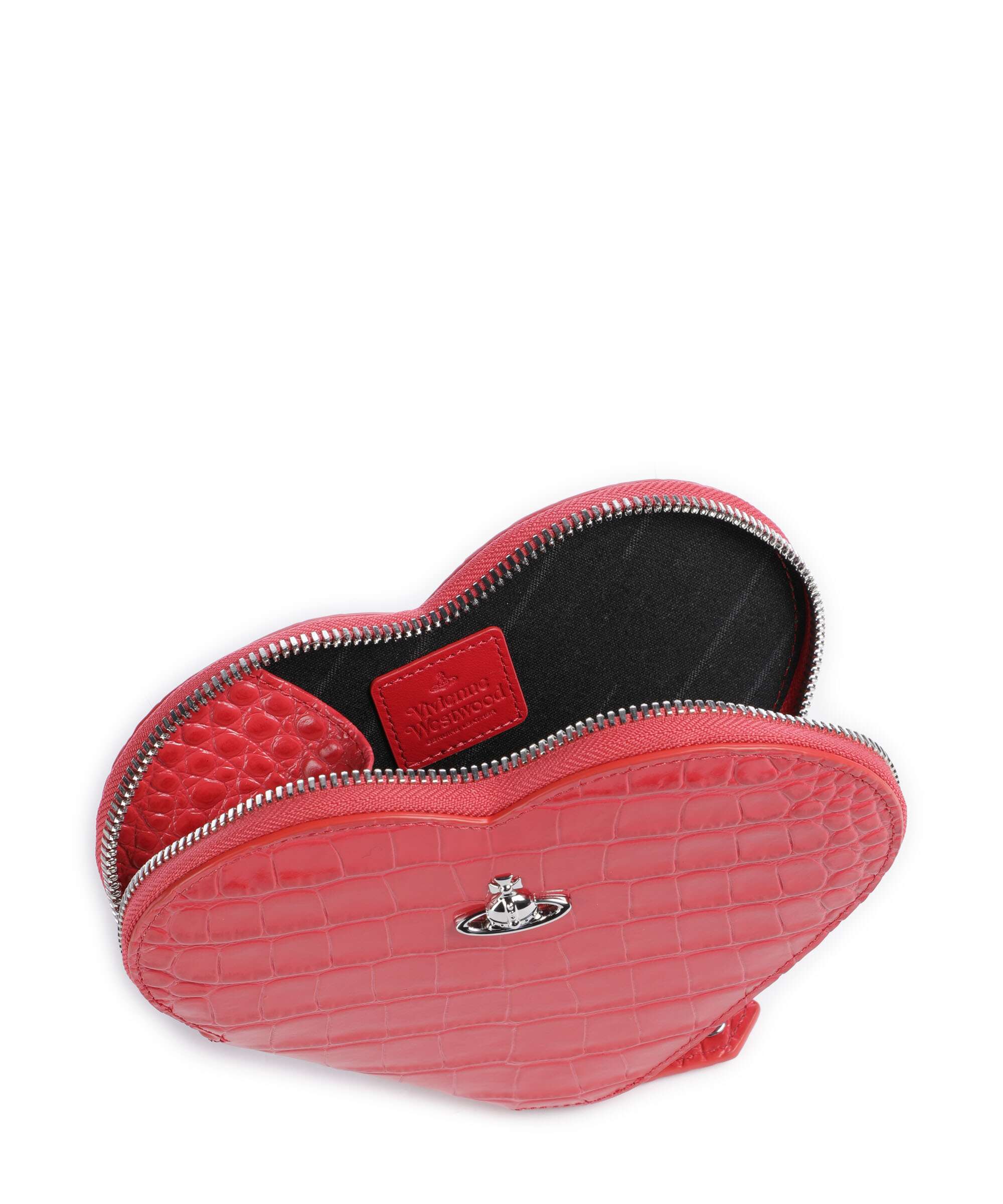 Vivienne Westwood Heart Embossed Croc Crossbody bag coral - Image 5