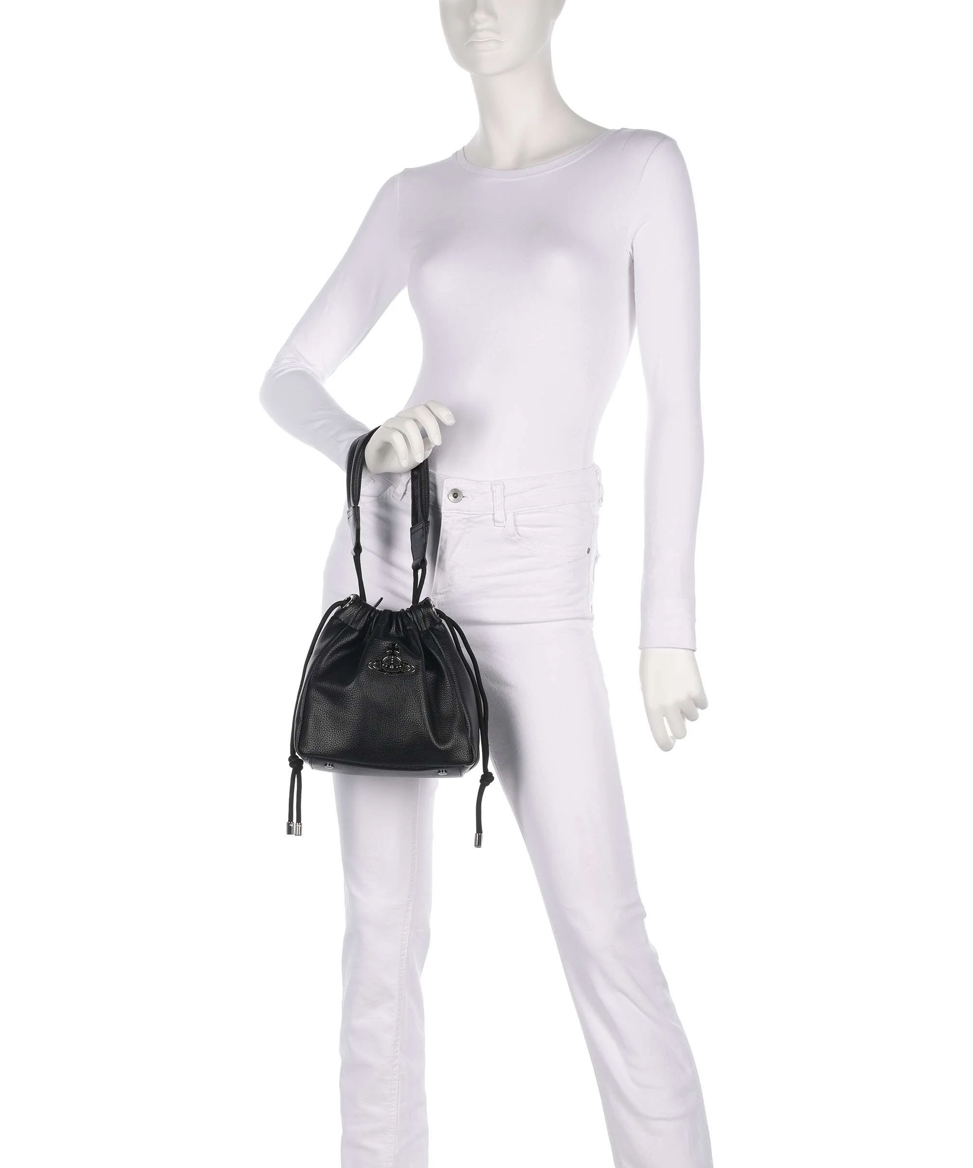 Vivienne Westwood Hilary Grain Small Bucket bag black - Image 4