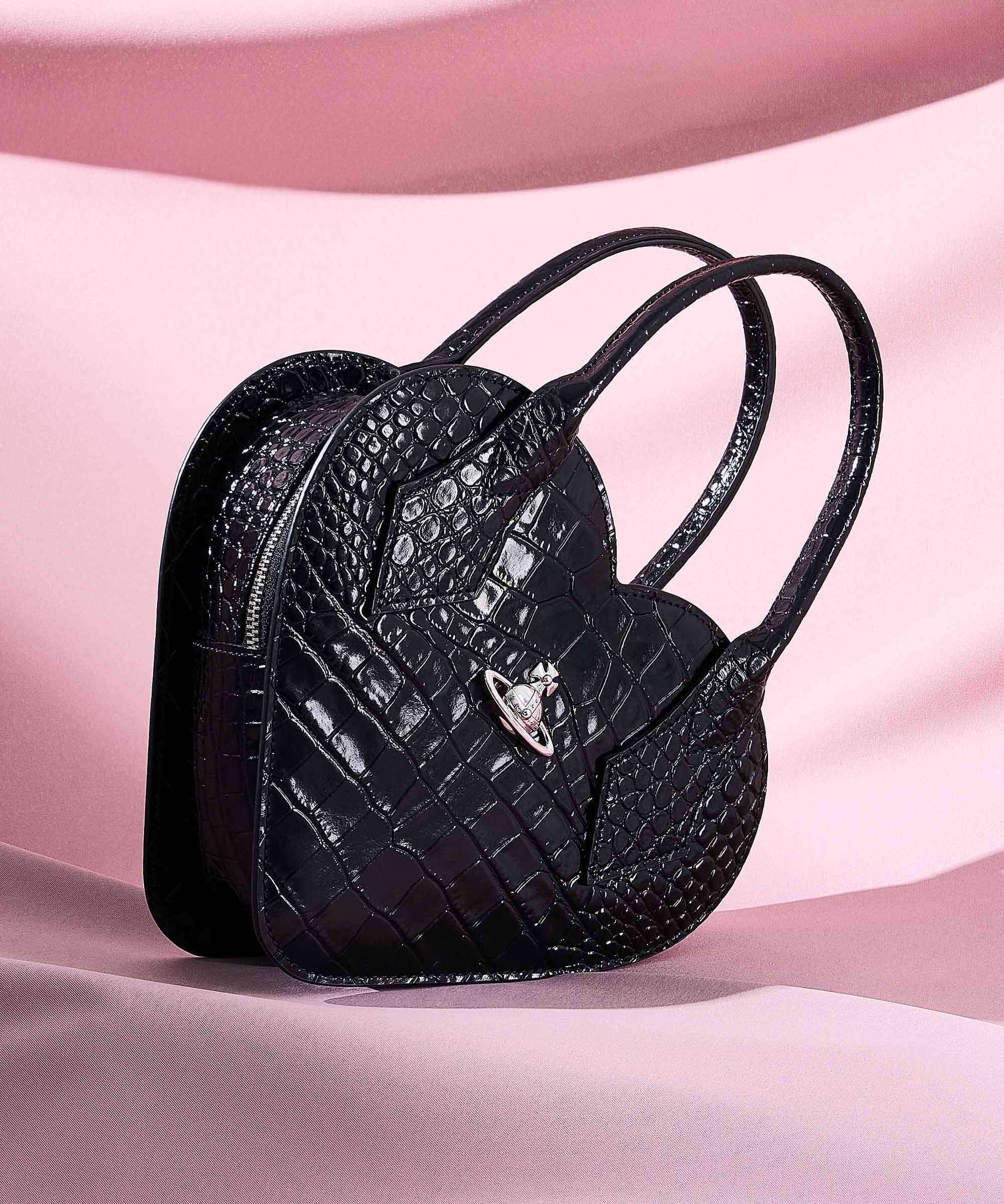 Vivienne Westwood Josephine Heart Embossed Croc Handbag black - Image 2