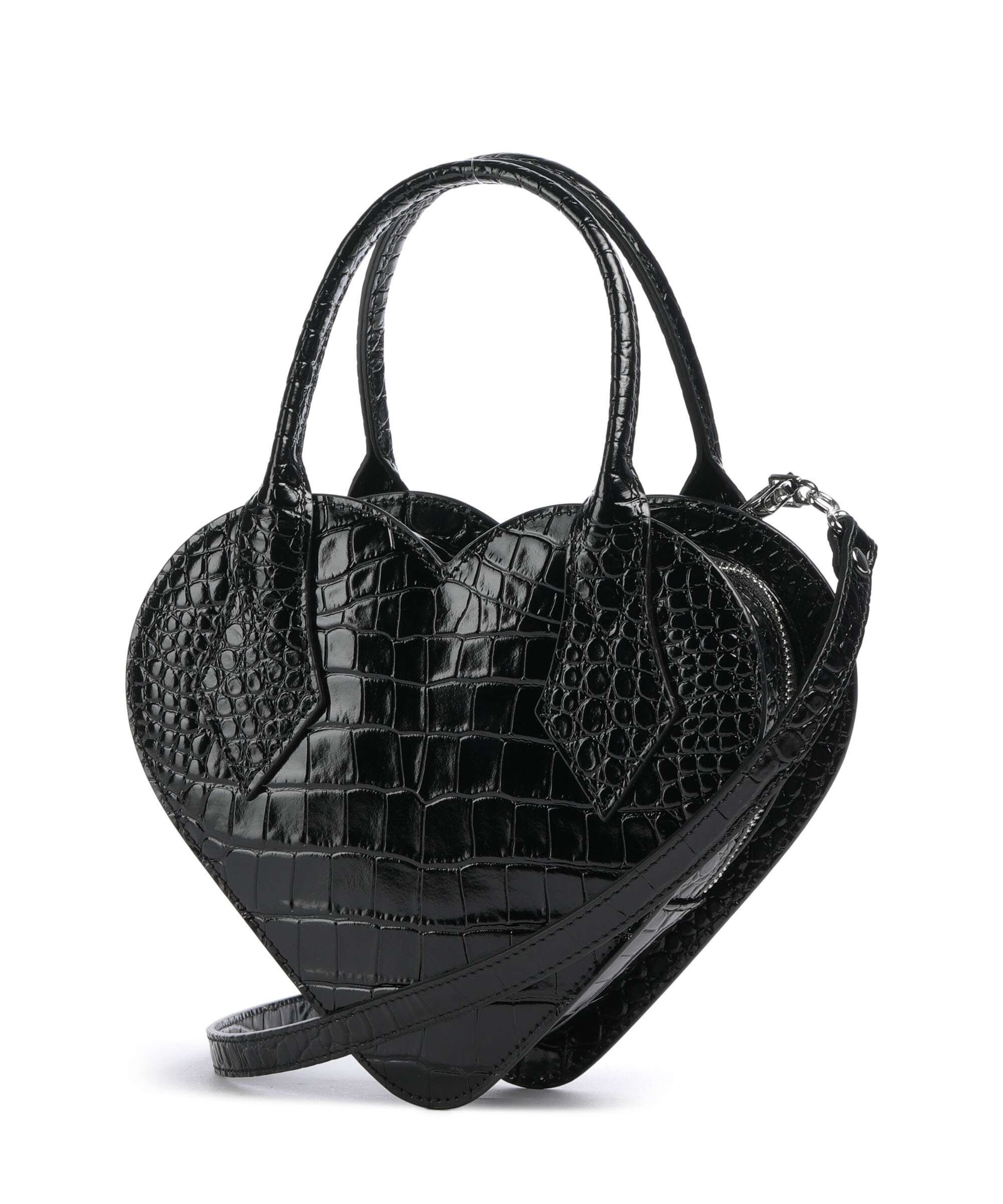 Vivienne Westwood Josephine Heart Embossed Croc Handbag black - Image 3