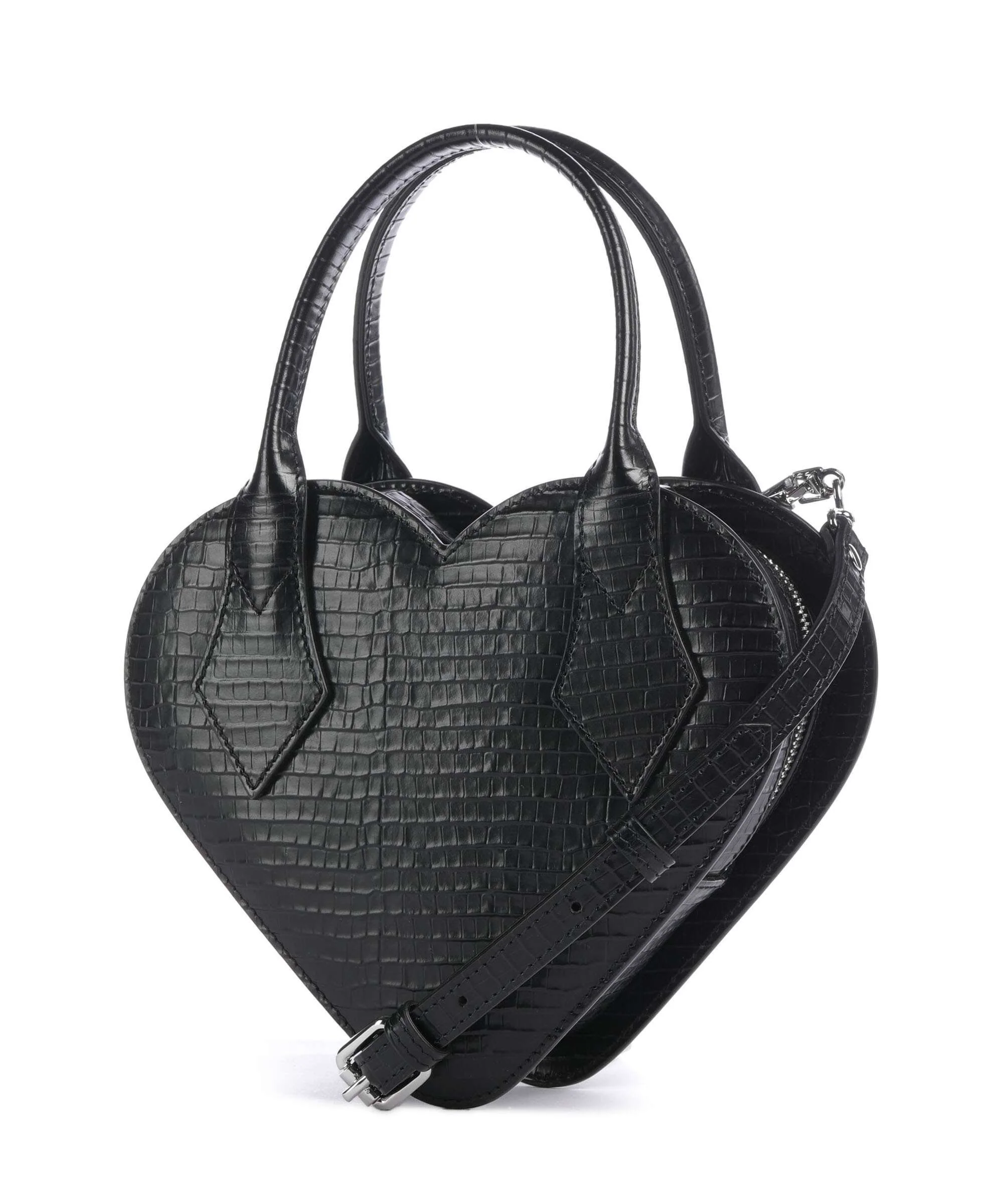 Vivienne Westwood Josephine Heart Embossed Croc Mini Handbag black - Image 2