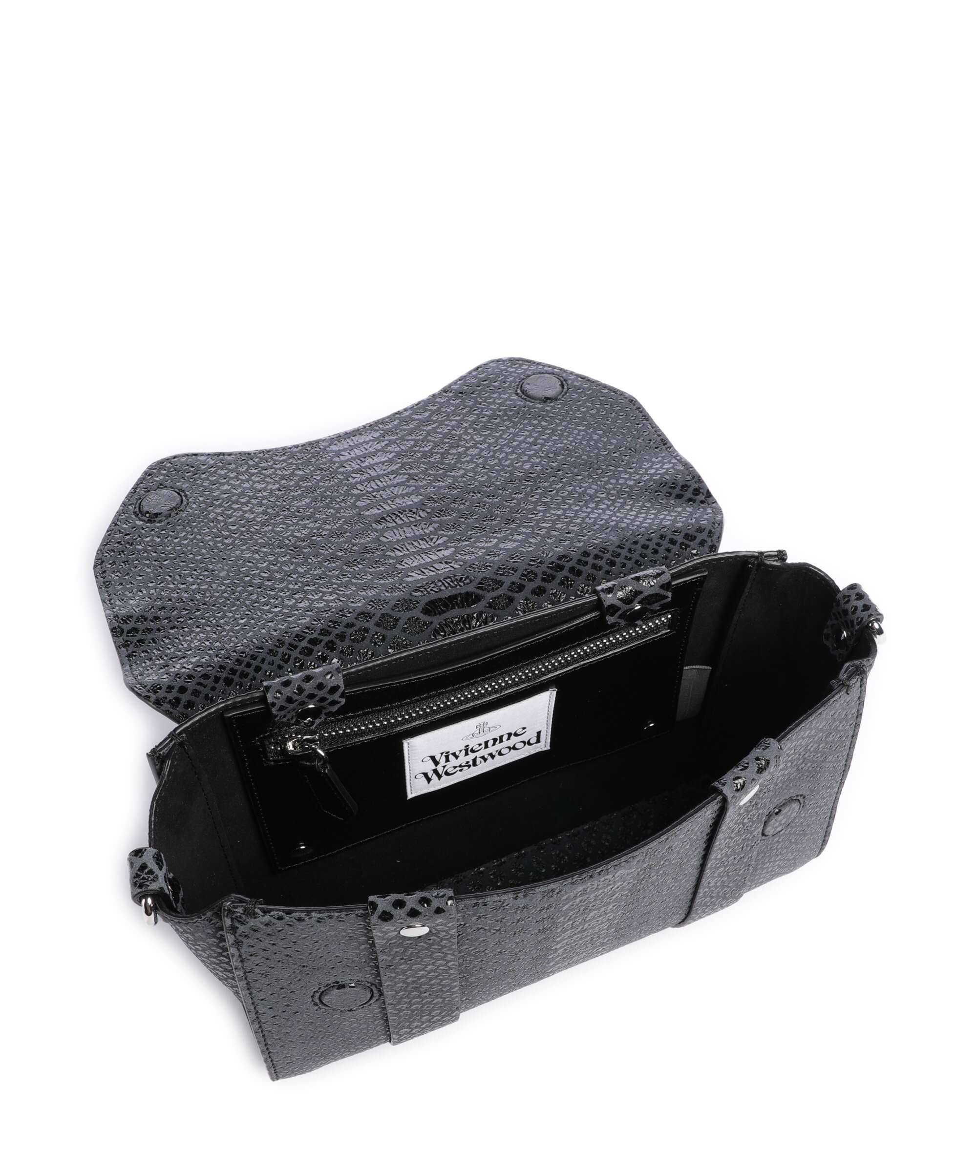 Vivienne Westwood Kimmy Snake Effect Crossbody bag dark grey - Image 6